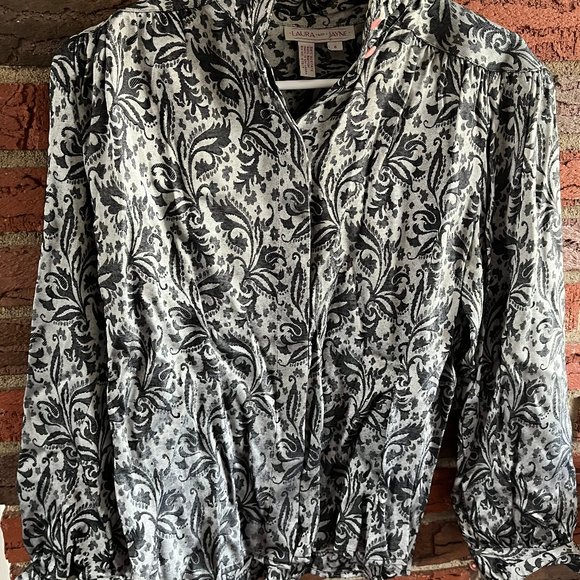 Laura and Jane, Vintage, Gray Pattern Shirt - Picture 1 of 3